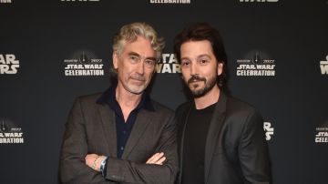 ANAHEIM, CALIFORNIA - MAY 26: (L-R) Tony Gilroy and Diego Luna attend the studio showcase panel at Star Wars Celebration for “Andor” in Anaheim, California on May 26, 2022. The new original series from Lucasfilm launches exclusively on Disney+ August 31. (Photo by Alberto E. Rodriguez/Getty Images for Disney)