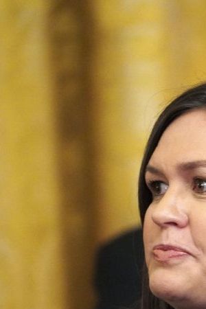 Sarah Sanders speaks as US President Donald Trump holds an event about second chance hiring and criminal justice reform in the East Room of the White House in Washington, DC, June 13, 2019. - President Donald Trump on Thursday made the surprise announcement of the departure of spokeswoman Sarah Sanders, who has been widely criticized for her performance in the White House. "After 3 1/2 years, our wonderful Sarah Huckabee Sanders will be leaving the White House at the end of the month and going home to the Great State of Arkansas," Trump tweeted, adding that he hoped she would run for governor of her state. (Photo by MANDEL NGAN / AFP)        (Photo credit should read MANDEL NGAN/AFP via Getty Images)