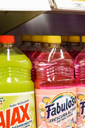 Colombia, Cartagena, La Matuna, Exito Mercado, Floor cleaning supplies. (Photo by Jeffrey Greenberg/Universal Images Group via Getty Images)