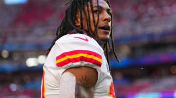 GLENDALE, AZ - FEBRUARY 12: Isiah Pacheco #10 of the Kansas City Chiefs warms up against the Philadelphia Eagles prior to Super Bowl LVII at State Farm Stadium on February 12, 2023 in Glendale, Arizona. (Photo by Cooper Neill/Getty Images)