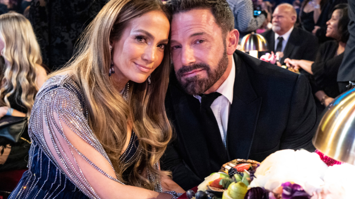 LOS ANGELES, CALIFORNIA - FEBRUARY 05: JLo and Ben Affleck seen during the 65th GRAMMY Awards at Crypto.com Arena on February 05, 2023 in Los Angeles, California. (Photo by John Shearer/Getty Images for The Recording Academy)