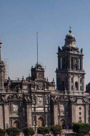 Thousands of opposition protesters gather to demonstrate against electoral reforms of the leftist ruling party involving the electoral system, at Zocalo square in Mexico City on February 26, 2023. - Opposition groups called for demonstrations in various cities in Mexico to reject a controversial electoral reform championed by President Andres Manuel Lopez Obrador that critics see as an attack on democracy ahead of key elections next year. The proposal aims to reduce the size and budget of the independent agency that organizes elections, the National Electoral Institute (INE). (Photo by Nicolas ASFOURI / AFP) (Photo by NICOLAS ASFOURI/AFP via Getty Images)