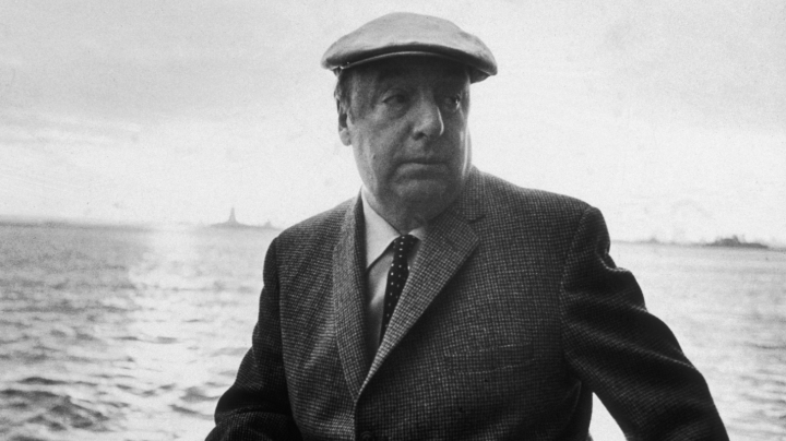 13th June 1966: EXCLUSIVE Chilean poet and activist Pablo Neruda (1904 - 1973) leans on a ship's railing during the 34th annual PEN boat ride around New York City. He wears a cap. (Photo by Sam Falk/New York Times Co./Getty Images)