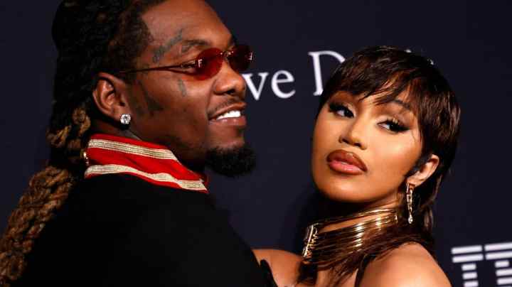 US rapper Offset (L) and US rapper Cardi B arrives for the Recording Academy and Clive Davis pre-Grammy gala at the Beverly Hilton hotel in Beverly Hills, California on February 4, 2023. (Photo by Michael TRAN / AFP) (Photo by MICHAEL TRAN/AFP via Getty Images)