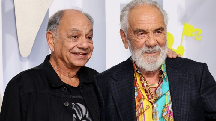 NEWARK, NEW JERSEY - AUGUST 28: (L-R) Cheech and Chong attend the 2022 MTV VMAs at Prudential Center on August 28, 2022 in Newark, New Jersey. (Photo by Dia Dipasupil/Getty Images)