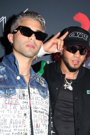 MIAMI, FL - AUGUST 25:  Erick Brian Colon, Richard Camacho, Zabdiel De Jesus and Christopher Velez of the musical group CNCO are seen at their XOXO album release party on August 25, 2022 in Miami, Florida.  (Photo by Alexander Tamargo/Getty Images)