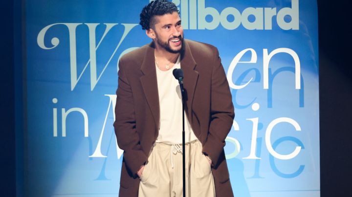 Bad Bunny speaks onstage at Billboard Women In Music held at YouTube Theater on March 1, 2023 in Los Angeles, California. (Photo by Rich Polk/Billboard via Getty Images)