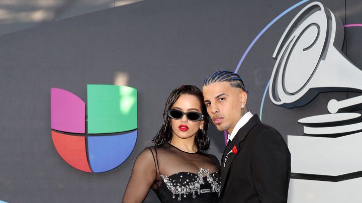 LAS VEGAS, NEVADA - NOVEMBER 17: (L-R) Spanish singer Rosalia and Puerto Rican singer Rauw Alejandro attend The 23rd Annual Latin Grammy Awards at Michelob ULTRA Arena on November 17, 2022 in Las Vegas, Nevada. (Photo by Rodrigo Varela/Getty Images for The Latin Recording Academy)