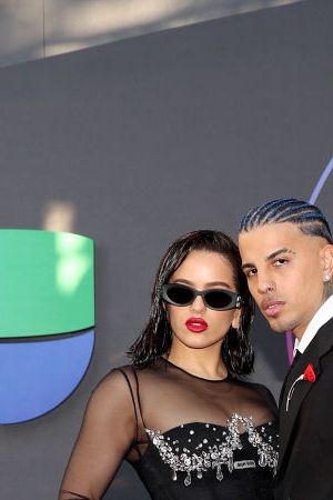 LAS VEGAS, NEVADA - NOVEMBER 17: (L-R) Spanish singer Rosalia and Puerto Rican singer Rauw Alejandro attend The 23rd Annual Latin Grammy Awards at Michelob ULTRA Arena on November 17, 2022 in Las Vegas, Nevada. (Photo by Rodrigo Varela/Getty Images for The Latin Recording Academy)