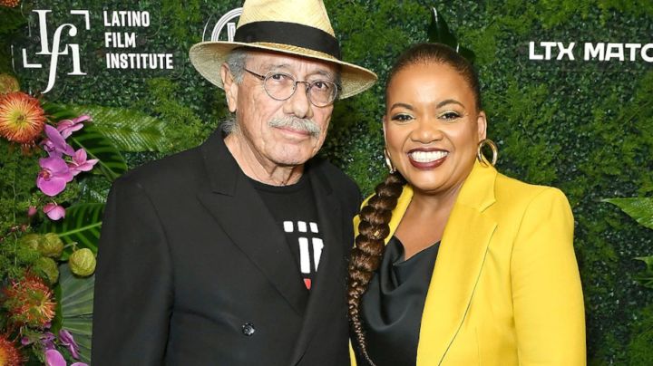 Edward James Olmos and Latasha Gillespie attend Amazon Studies and Latin Film Institute event celebrating Latino heritage & culture at NeueHouse Hollywood on October 03, 2022 in Hollywood, California in collaboration with LALIFF