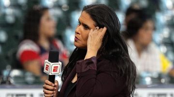 HOUSTON, TEXAS - AUGUST 01: ESPN reporter Marly Rivera at Minute Maid Park on August 01, 2022 in Houston, Texas. (Photo by Bob Levey/Getty Images)
