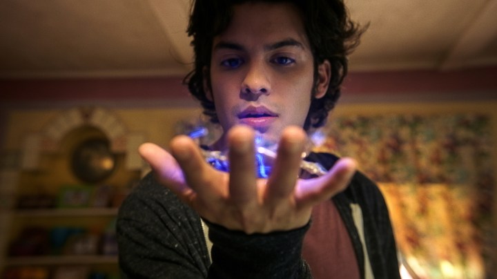 XOLO MARIDUEÑA as Jaime Reyes in Warner Bros. Pictures’ action adventure “BLUE BEETLE,” a Warner Bros. Pictures release. Courtesy of Warner Bros. Pictures/™ & © DC Comics.