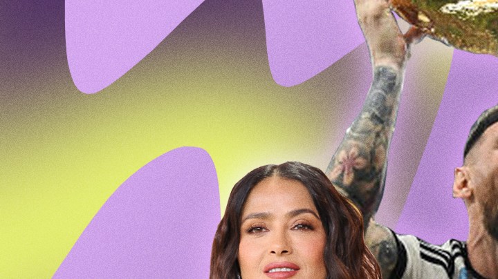Salma Hayek, Lionel Messi, and Pedro Pascal in a collage for TIME Magazine's 100 Most Influential People of 2023