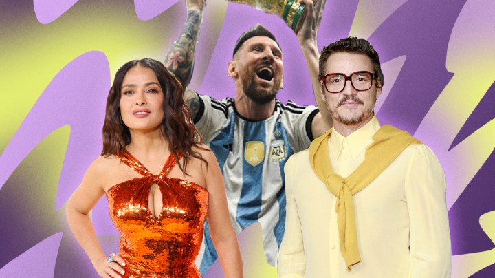 Salma Hayek, Lionel Messi, and Pedro Pascal in a collage for TIME Magazine's 100 Most Influential People of 2023