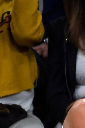 LOS ANGELES, CALIFORNIA - MAY 12: Yung Taco, Renell Medrano, Kendall Jenner and Bad Bunny attend the Western Conference Semifinal Playoff game between the Los Angeles Lakers and Golden State Warriors at Crypto.com Arena on May 12, 2023 in Los Angeles, California. (Photo by Kevork Djansezian/Getty Images)