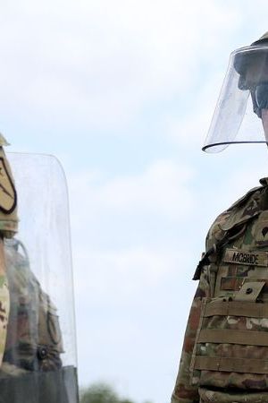 BROWNSVILLE, TEXAS - MAY 10: Members of the Texas National Guard are deployed to an area of high migrant crossings along the United States border with Mexico on May 10, 2023 in Brownsville, Texas. A surge of immigrants is expected with the end of the U.S. government's Covid-era Title 42 policy, which for the past three years has allowed for the quick expulsion of irregular migrants entering the country. More than 29,000 individuals are in U.S. Customs and Border Protection custody, including nearly 18,000 in the last 24 hours. (Photo by Joe Raedle/Getty Images)