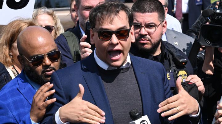 CENTRAL ISLIP, NEW YORK - MAY 10: Rep. George Santos leaves Federal Court on May 10, 2023 in Central Islip, New York. Federal prosecutors in the Eastern District of New York have charged Santos in a 13-count indictment that includes seven counts of wire fraud, three counts of money laundering, one count of theft of public funds, and two counts of making materially false statements to the House of Representatives. (Photo by Lokman Vural Elibol/Anadolu Agency via Getty Images)