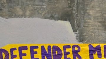Women activists take part in a protest in support of Roxana Ruiz Santiago, 21, accused of murder after she killed a man when defending herself from a rape, at the Bordo court in Ciudad Nezahualcoyotl, Mexico State, on August 23, 2021. - Imprisoned for killing the man she says raped her, Roxana Ruiz is fighting to prove her innocence in a case taken up by activists campaigning for the right to self-defense. Rights groups will use Thursday's International Day for the Elimination of Violence against Women to argue that legitimate self-defense is not a crime in a country facing a femicide crisis. (Photo by PEDRO PARDO / AFP) (Photo by PEDRO PARDO/AFP via Getty Images)