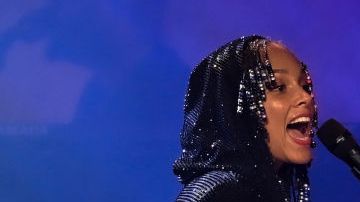 US singer-songwriter Alicia Keys performs during a concert at Movistar Arena in Bogotá on May 11, 2023. (Photo by Juan Pablo Pino / AFP) (Photo by JUAN PABLO PINO/AFP via Getty Images)