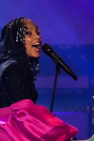US singer-songwriter Alicia Keys performs during a concert at Movistar Arena in Bogotá on May 11, 2023. (Photo by Juan Pablo Pino / AFP) (Photo by JUAN PABLO PINO/AFP via Getty Images)