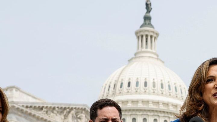 WASHINGTON, DC - MAY 23: Rep. Maria Salazar (R-FL) speaks during a press conference on immigration outside the U.S. Capitol Building on May 23, 2023 in Washington, DC. During the bipartisan news conference lawmakers introduced the “Dignity Act,” which lawmakers expect will improve the application process for U.S. citizenship as well as increase security on both the northern and southern borders. Lawmakers in attendance included Republican Delegate Jenniffer Gonzalez-Colon (R-PR), Rep Mike Lawler (R-NY), Rep. Veronica Escobar (D-TX), Rep. Kathy Manning (D-NC) and Rep. Hillary Scholten (D-MI). (Photo by Anna Moneymaker/Getty Images)