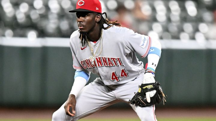 BALTIMORE, MARYLAND - JUNE 26: Elly De La Cruz #44 of the Cincinnati Reds plays third base against the Baltimore Orioles at Oriole Park at Camden Yards on June 26, 2023 in Baltimore, Maryland. (Photo by G Fiume/Getty Images)