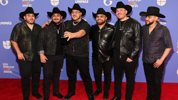 LAS VEGAS, NEVADA - APRIL 20: Grupo Frontera, winners of the Favorite Regional Mexican Song award for "No se va (En vivo)," pose in the press room during the 2023 Latin American Music Awards at MGM Grand Garden Arena on April 20, 2023 in Las Vegas, Nevada. (Photo by Ethan Miller/Getty Images)