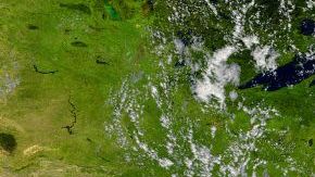 Tropical hurricane approaching the USA.Elements of this image are furnished by NASA. - stock photo