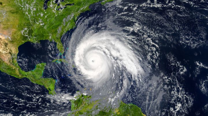 Tropical hurricane approaching the USA.Elements of this image are furnished by NASA. - stock photo