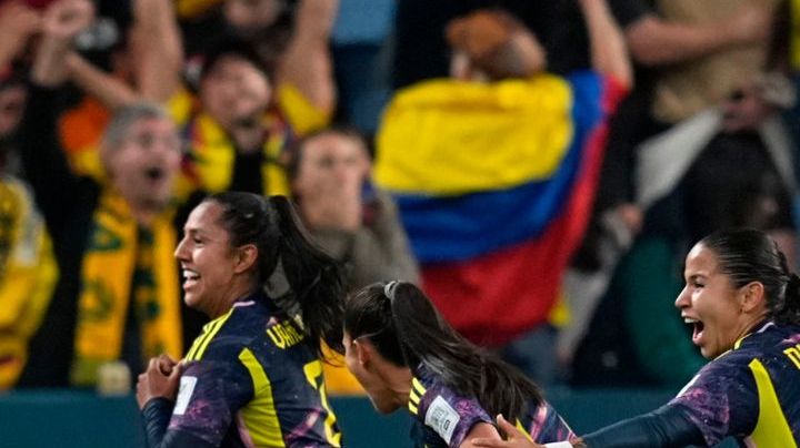 SYDNEY, AUSTRALIA - JULY 30: Manuela Vanegas of Colombia celebrates the second goal during the FIFA Women's World Cup Australia & New Zealand 2023 Group H match between Germany and Colombia at Sydney Football Stadium on July 30, 2023 in Sydney, Australia. (Photo by Ulrik Pedersen/DeFodi Images via Getty Images)