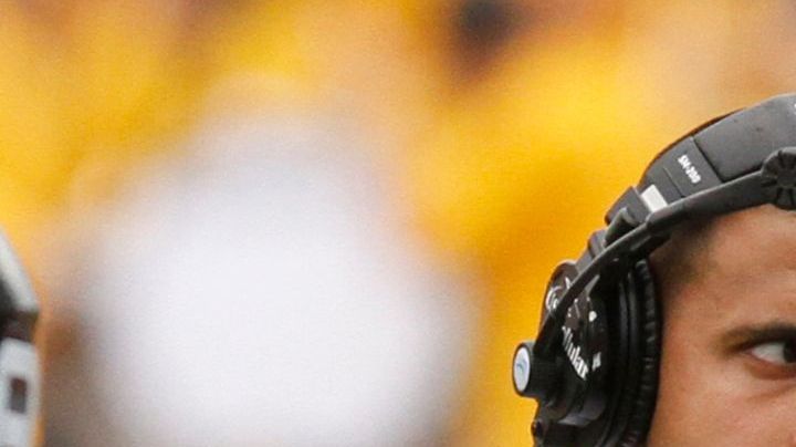 IOWA CITY, IOWA- SEPTEMBER 7: Graduate assistant coach DJ Hernandez of the Iowa Hawkeyes during a break in the action in the first quarter against the Missouri State Bears on September 7, 2013 at Kinnick Stadium in Iowa City, Iowa. Iowa won 28-14. (Photo by Matthew Holst/Getty Images)