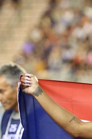 BRUSSELS, BELGIUM - SEPTEMBER 02: Puerto Rican Jasmine Camacho-Quinn (right 3) wins the 100m steeplechase within the Memorial Van Damme Diamond League in Brussels, Belgium on September 02, 2022. (Photo by Dursun Aydemir/Anadolu Agency via Getty Images)