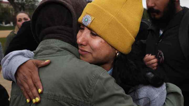 WASHINGTON, DC - MARCH 24: Kimberly Mata-Rubio and Felix Rubio, parents of Uvalde mass school shooting victim Alexandra “Lexi” Rubio, are greeted by other activists after they spoke during a “Generation Lockdown” event on gun control at the National Mall on March 24, 2023 in Washington, DC. Gun control activists gathered for a rally to call on the Senate to pass S.25, the federal assault weapons ban. (Photo by Alex Wong/Getty Images)