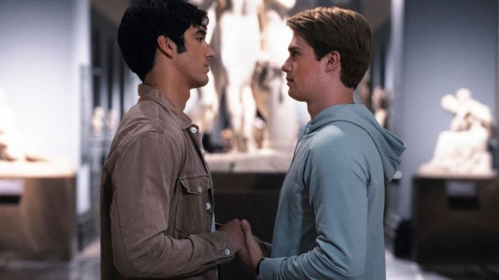 Taylor Zakhar Perez as Alex Claremont-Diaz and Nicholas Galitzine as Prince Henry in Prime Video's Red, White & Royal Blue.