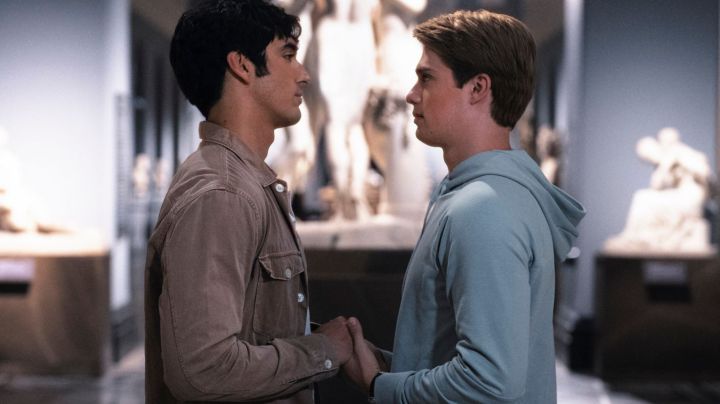 Taylor Zakhar Perez as Alex Claremont-Diaz and Nicholas Galitzine as Prince Henry in Prime Video's Red, White & Royal Blue.