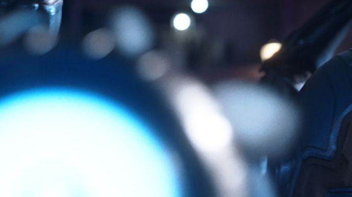 Blue Beetle costume with canon hands