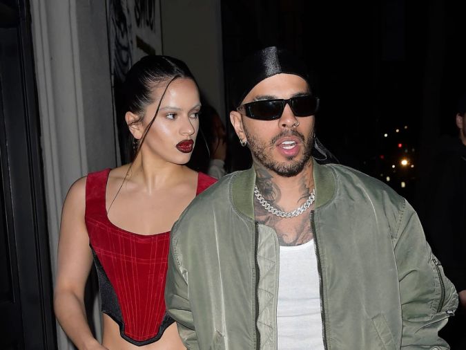 LOS ANGELES, CA - APRIL 18: Rosalia and Rauw Alejandro are seen on April 18, 2023 in Los Angeles, California. (Photo by zerojack/Star Max/GC Images)