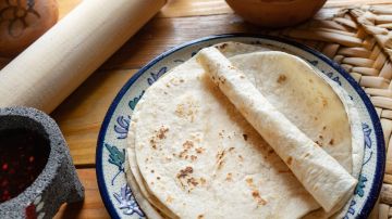 Authentic mexican flour tortillas with cheese and salsa