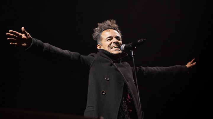 LOS ANGELES, CALIFORNIA - DECEMBER 03: Singer Rubén Albarrán of the band Café Tacvba performs onstage during the Besame Mucho Festival at Dodger Stadium on December 03, 2022 in Los Angeles, California. (Photo by Scott Dudelson/Getty Images)