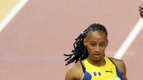 BUDAPEST, HUNGARY - AUGUST 23: Marileidy Paulino of Team Dominican Republic celebrates winning the Women's 400m Final during day five of the World Athletics Championships Budapest 2023 at National Athletics Centre on August 23, 2023 in Budapest, Hungary. (Photo by Stephen Pond/Getty Images for World Athletics)