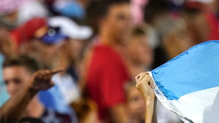 FRISCO, TEXAS - AUGUST 06: Fans cheer in the second half during the Leagues Cup 2023 Round of 16 match between Inter Miami CF and FC Dallas at Toyota Stadium on August 06, 2023 in Frisco, Texas. (Photo by Alex Bierens de Haan/Getty Images)