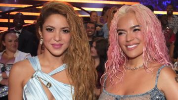 NEWARK, NEW JERSEY - SEPTEMBER 12: (L-R) Shakira, Karol G, and Tiffany Haddish attend the 2023 MTV Video Music Awards at Prudential Center on September 12, 2023 in Newark, New Jersey. (Photo by Jeff Kravitz/Getty Images for MTV)
