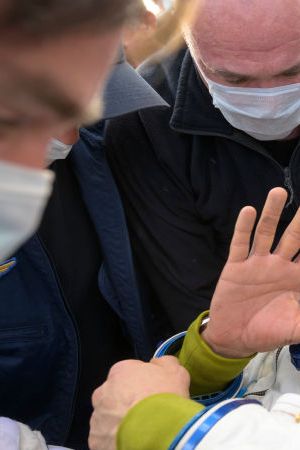 ZHEZKAZGAN, KAZAKHSTAN - SEPTEMBER 27:  In this handout provided by NASA, Expedition 69 NASA astronaut Frank Rubio is helped out of the Soyuz MS-23 spacecraft just minutes after he and Roscosmos cosmonauts Sergey Prokopyev and Dmitri Petelin, landed in a remote area near the town of Zhezkazgan, Kazakhstan on September 27, 2023. The trio are returning to Earth after logging 371 days in space as members of Expeditions 68-69 aboard the International Space Station. For Rubio, his mission is the longest single spaceflight by a U.S. astronaut in history. (Photo by Bill Ingalls/NASA via Getty Images)