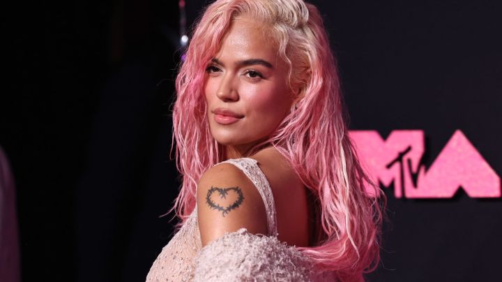 NEWARK, NEW JERSEY - SEPTEMBER 12: Karol G attends the 2023 MTV Video Music Awards aka VMAs at the at Prudential Center on September 12, 2023 in Newark, New Jersey. (Photo by Jamie McCarthy/WireImage)