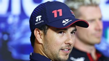 MONZA, ITALY - AUGUST 31: Sergio Perez of Mexico and Oracle Red Bull Racing looks on in the Drivers Press Conference during previews ahead of the F1 Grand Prix of Italy at Autodromo Nazionale Monza on August 31, 2023 in Monza, Italy. (Photo by Bryn Lennon/Getty Images)