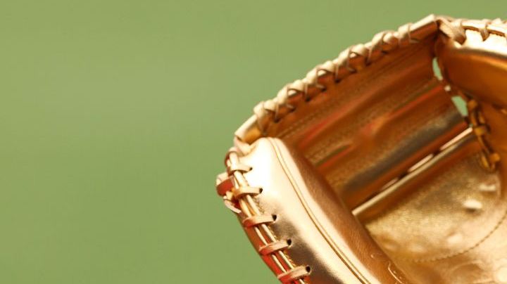 PHILADELPHIA, PENNSYLVANIA - APRIL 08: A Gold Glove award for J.T. Realmuto #10 of the Philadelphia Phillies is seen at Citizens Bank Park on April 08, 2023 in Philadelphia, Pennsylvania. (Photo by Tim Nwachukwu/Getty Images)