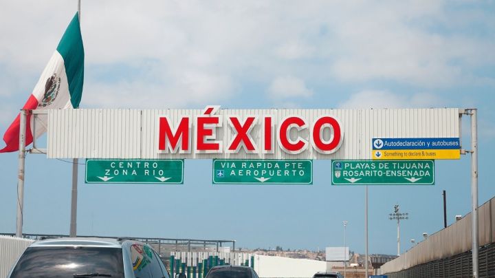 A view of the highway entrance to Tijuana Baja California at the international US Border with Mexico in San Diego, California