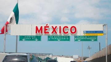 A view of the highway entrance to Tijuana Baja California at the international US Border with Mexico in San Diego, California