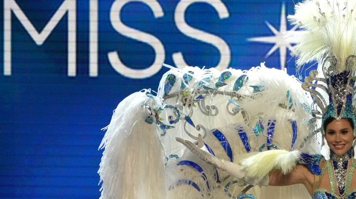 NEW ORLEANS, LOUISIANA - JANUARY 11: Miss Argentina, Barbara Cabrera walks onstage during the 71st Miss Universe Competition National Costume show at New Orleans Morial Convention Center on January 11, 2023 in New Orleans, Louisiana. (Photo by Josh Brasted/Getty Images)