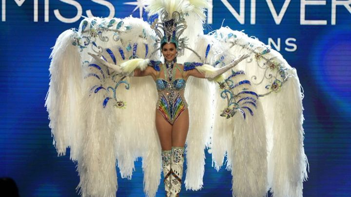 NEW ORLEANS, LOUISIANA - JANUARY 11: Miss Argentina, Barbara Cabrera walks onstage during the 71st Miss Universe Competition National Costume show at New Orleans Morial Convention Center on January 11, 2023 in New Orleans, Louisiana. (Photo by Josh Brasted/Getty Images)